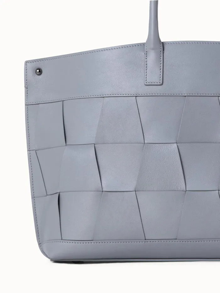 Small Ai Messenger Bag In Braided Leather Trapezoids Felt Women Akris Tote Bags