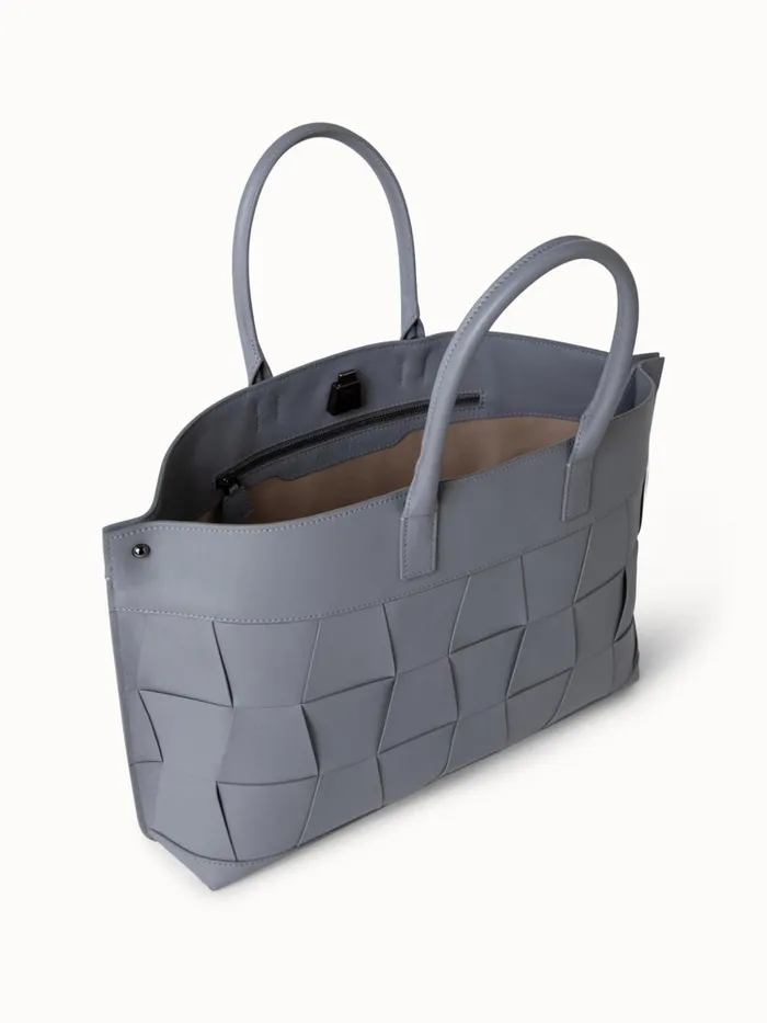 Small Ai Messenger Bag In Braided Leather Trapezoids Felt Women Akris Tote Bags