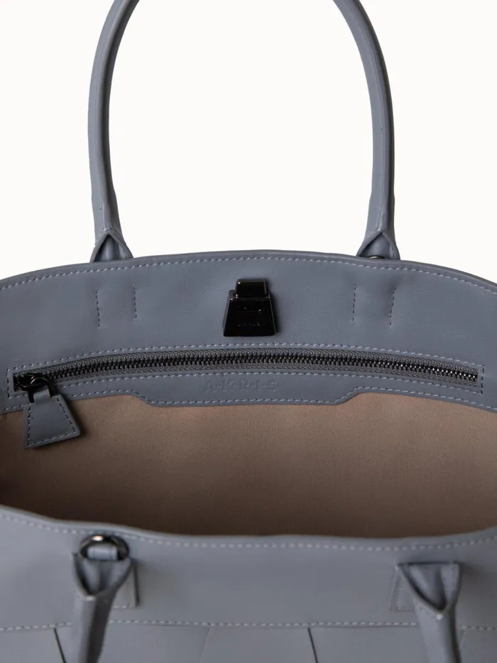 Small Ai Messenger Bag In Braided Leather Trapezoids Felt Women Akris Tote Bags