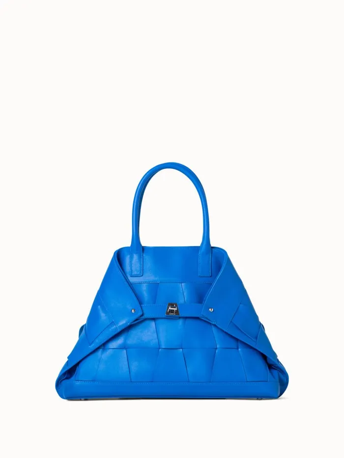 Small Ai Messenger Bag In Braided Trapezoids Leather Regatta Women Akris Top Handle Bags Small Ai Messenger Bag In Braided Trapezoids Leather Regatta Women Akris Top Handle Bags
