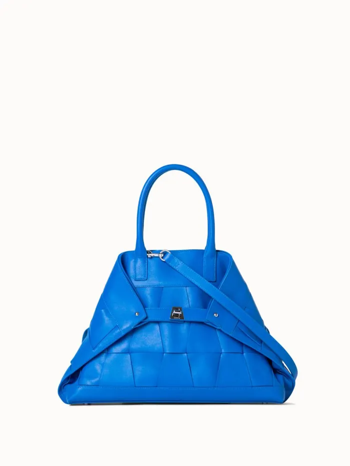 Small Ai Messenger Bag In Braided Trapezoids Leather Regatta Women Akris Top Handle Bags