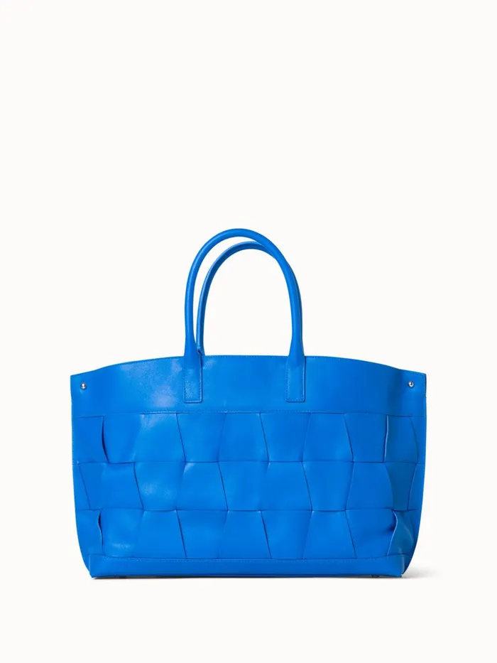 Small Ai Messenger Bag In Braided Trapezoids Leather Regatta Women Akris Top Handle Bags