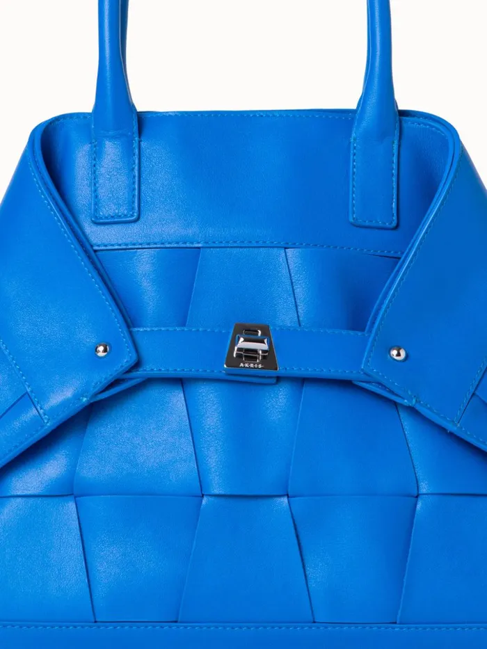 Small Ai Messenger Bag In Braided Trapezoids Leather Regatta Women Akris Top Handle Bags