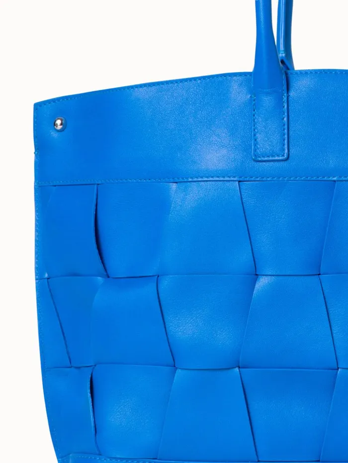 Small Ai Messenger Bag In Braided Trapezoids Leather Regatta Women Akris Top Handle Bags
