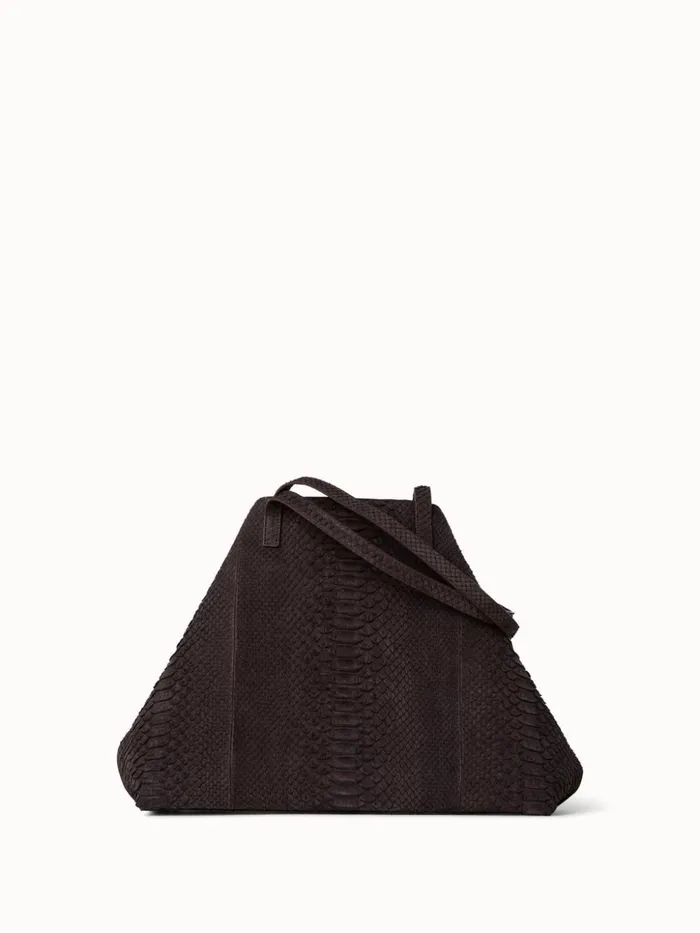 Small Ai Shoulder Bag In Suede Python Leather Mocca Women Akris Tote Bags