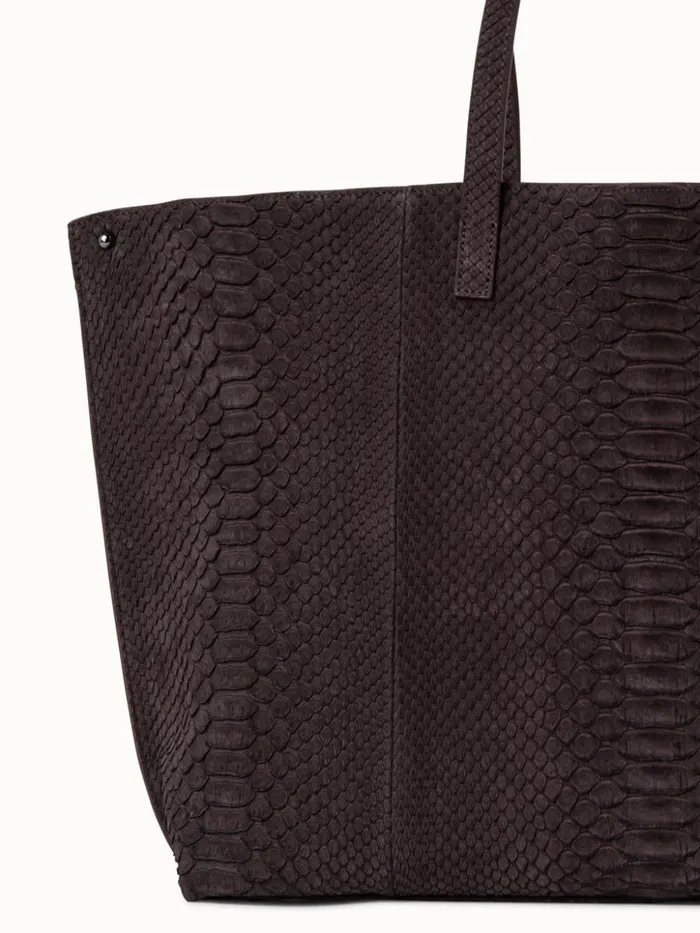 Small Ai Shoulder Bag In Suede Python Leather Mocca Women Akris Tote Bags