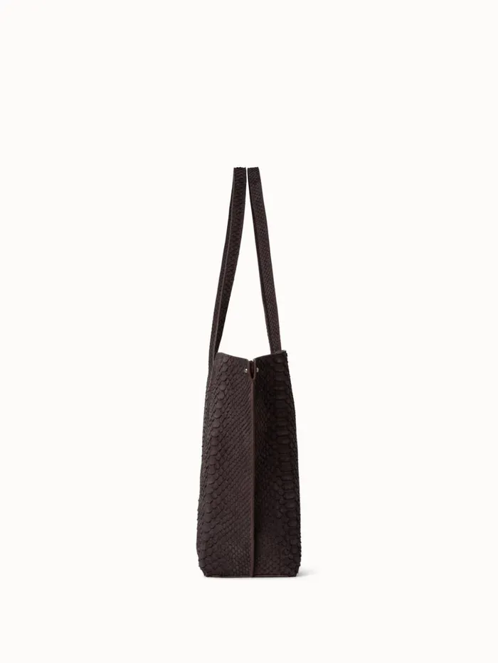 Small Ai Shoulder Bag In Suede Python Leather Mocca Women Akris Tote Bags