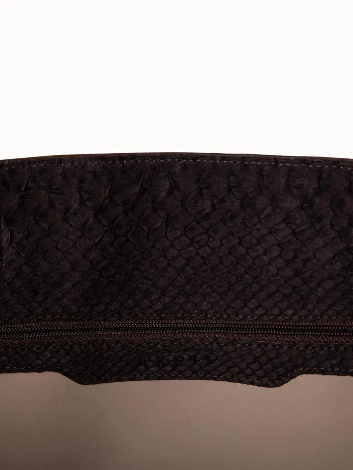Small Ai Shoulder Bag In Suede Python Leather Mocca Women Akris Tote Bags