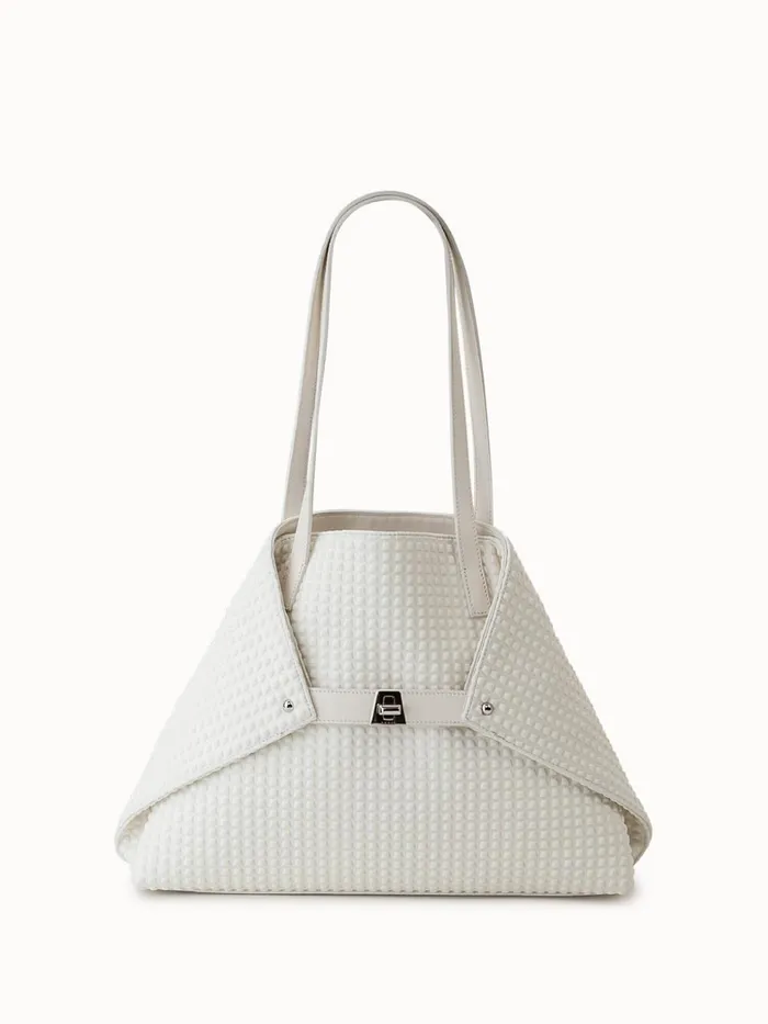 Small Ai Shoulder Bag In Techno Trapezoid Fabric White Women Akris Tote Bags