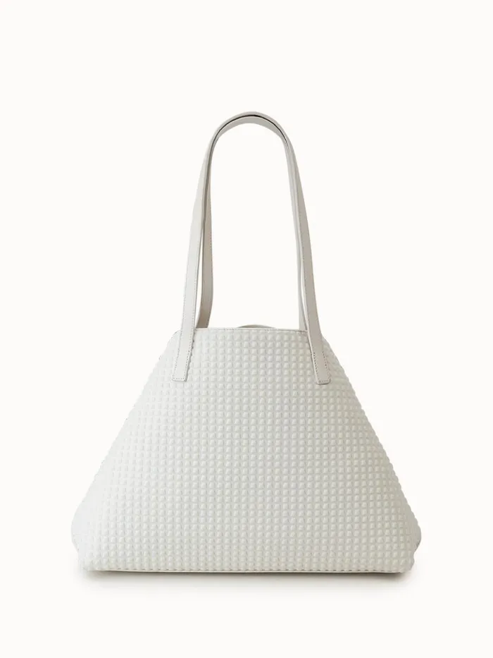 Small Ai Shoulder Bag In Techno Trapezoid Fabric White Women Akris Tote Bags