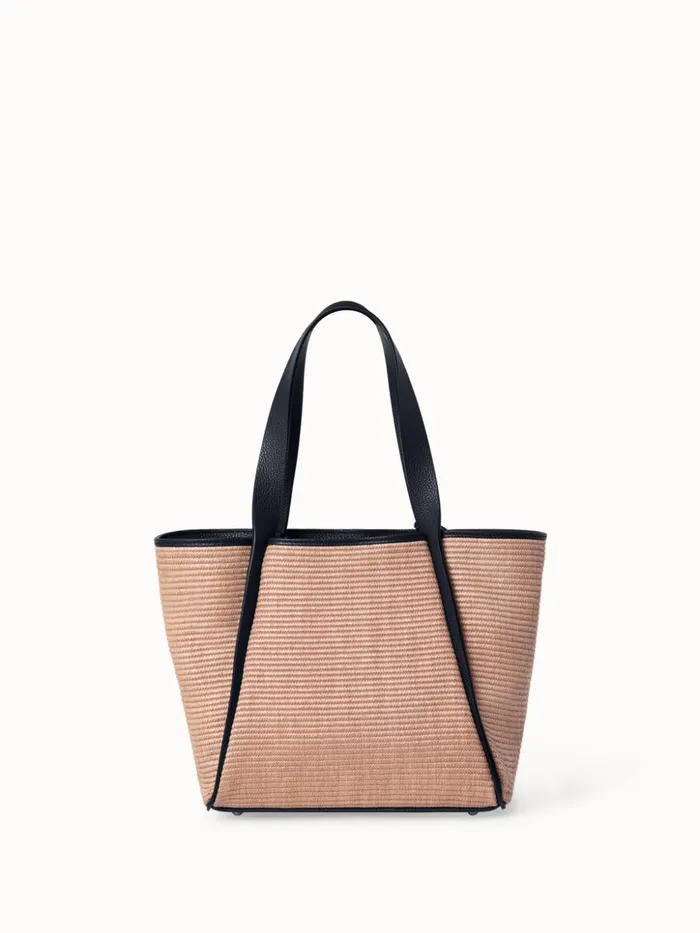 Small Alex Tote Bag In Raffia Camelblack Women Akris Shoulder Bags