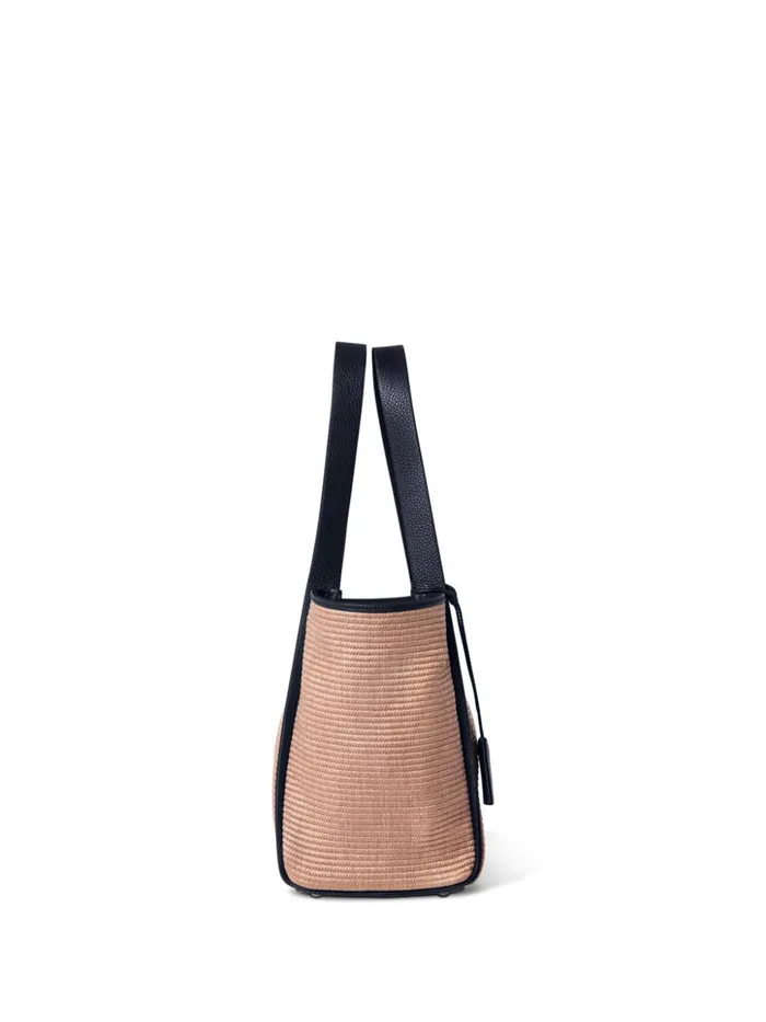 Small Alex Tote Bag In Raffia Camelblack Women Akris Shoulder Bags