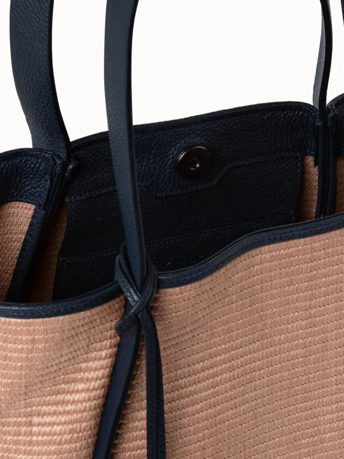 Small Alex Tote Bag In Raffia Camelblack Women Akris Shoulder Bags