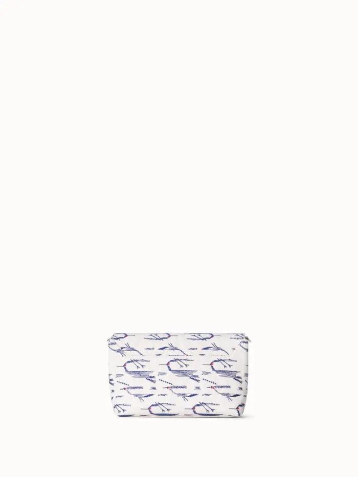 Small Anouk Day Bag In Canvas With Kasuri Birds Print Creamdenim Women Akris Crossbody Bags