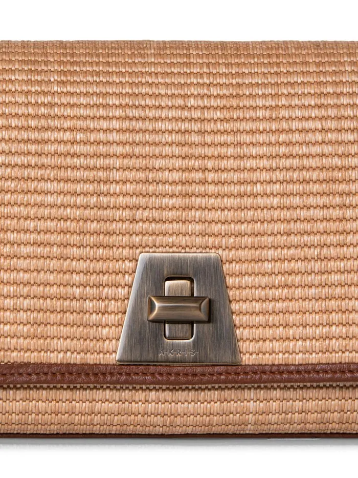 Small Anouk Day Bag In Raffia Camelcaramel Women Akris Shoulder Bags