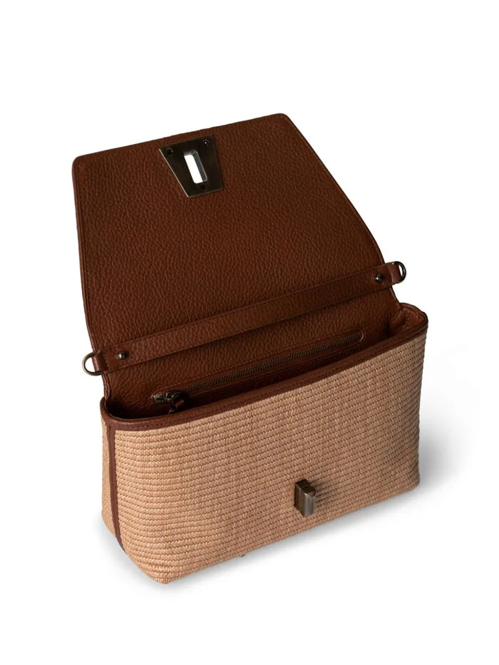 Small Anouk Day Bag In Raffia Camelcaramel Women Akris Shoulder Bags