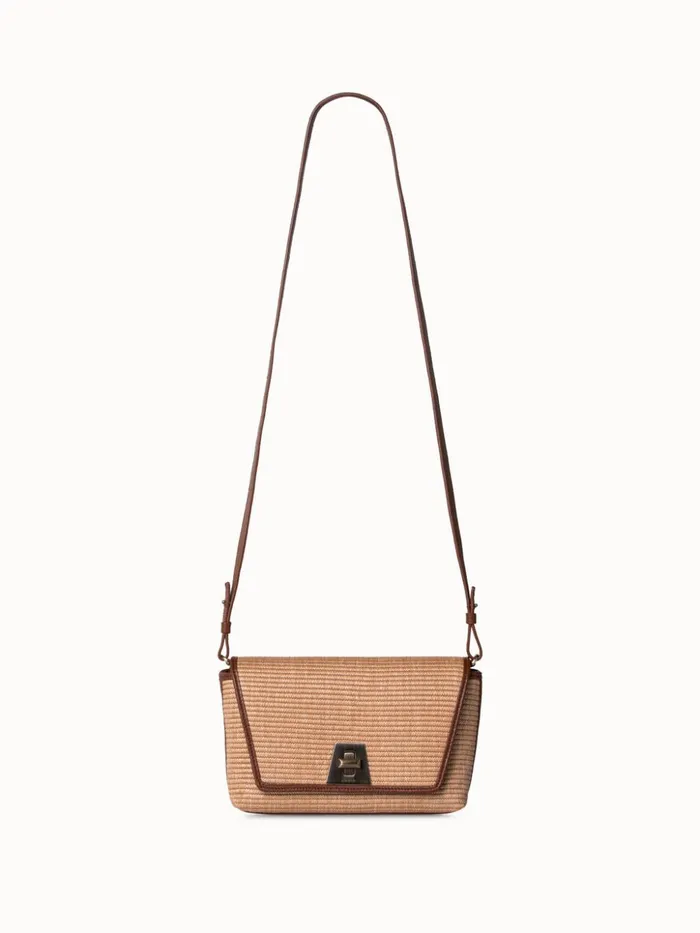 Small Anouk Day Bag In Raffia Camelcaramel Women Akris Shoulder Bags