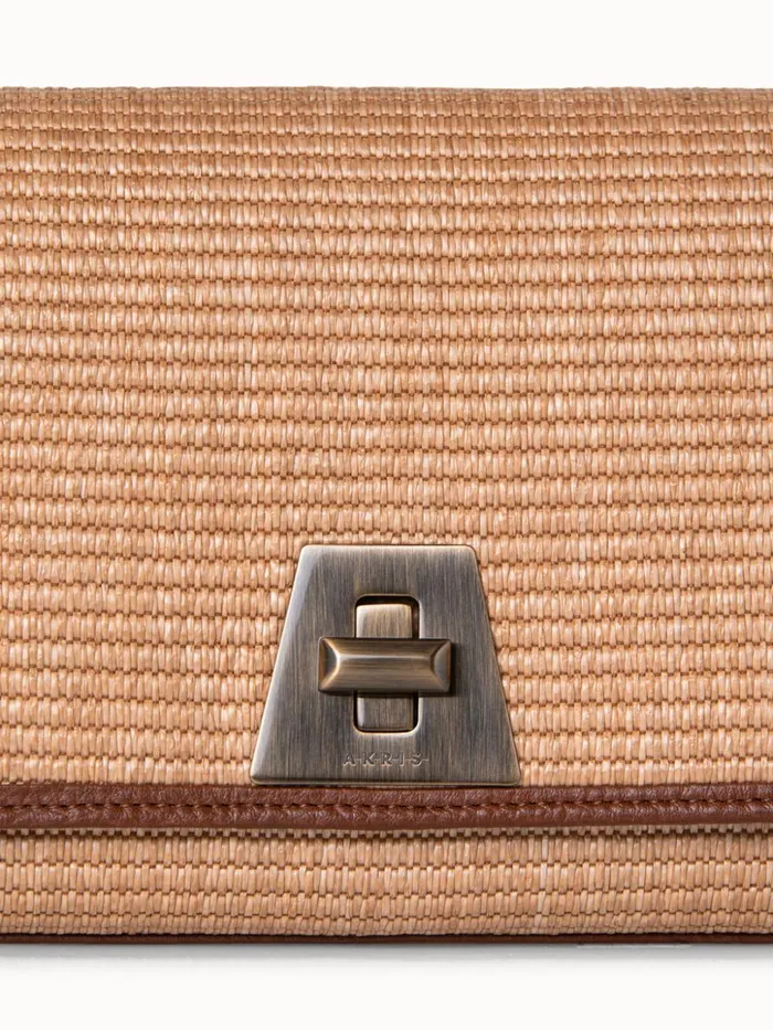 Small Anouk Day Bag In Raffia Camelcaramel Women Akris Shoulder Bags