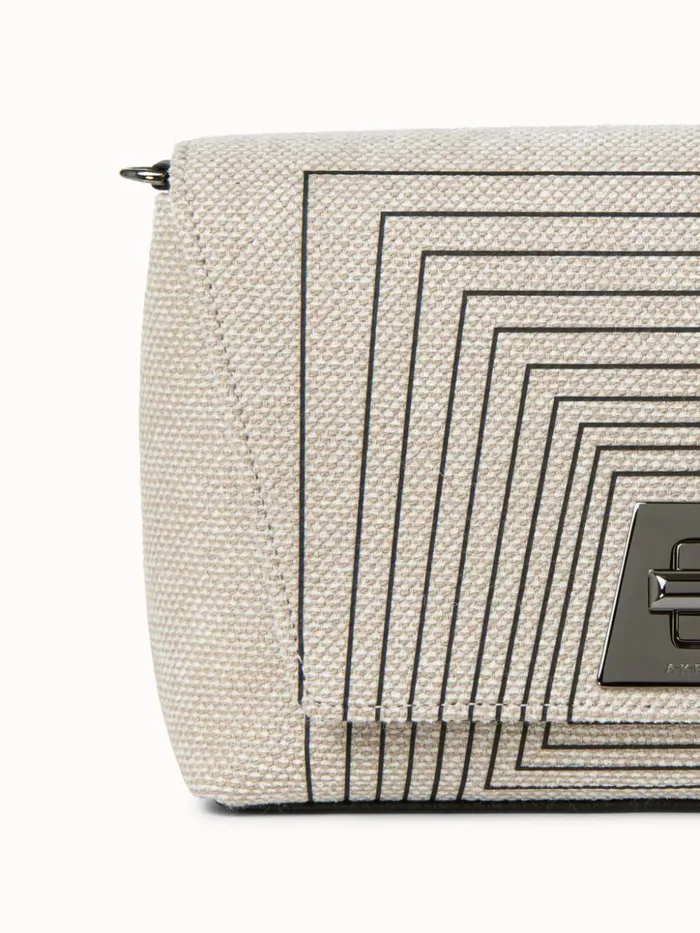 Small Anouk Day Bag In Trapezoid Square Print On Canvas Blackalabaster Women Akris Crossbody Bags