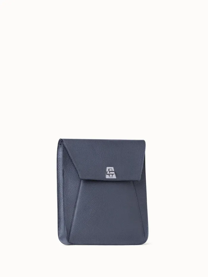 Small Anouk Messenger Bag In Leather Graphite Women Akris Crossbody Bags
