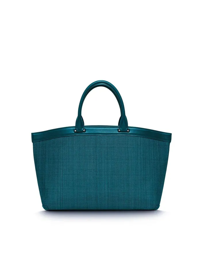 Small Handbag In Horsehair Fabric Deep Petrol Women Akris Top Handle Bags
