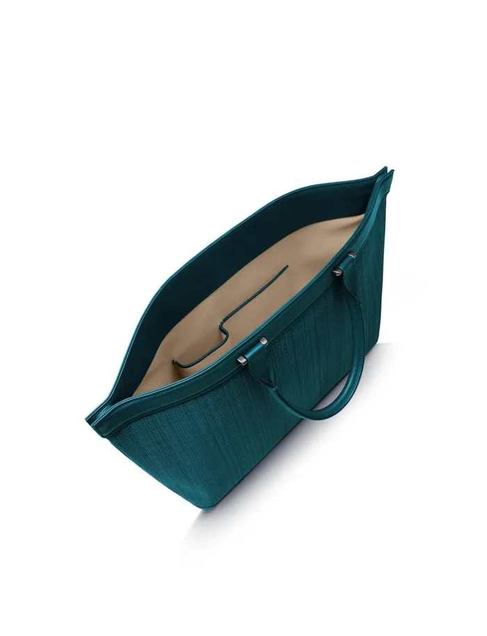 Small Handbag In Horsehair Fabric Deep Petrol Women Akris Top Handle Bags