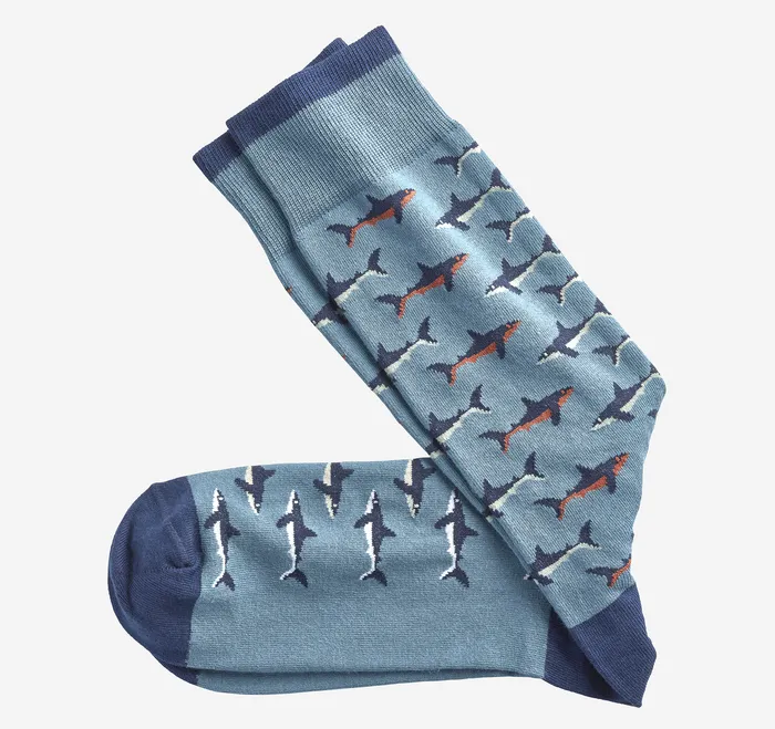 Socks Johnston and Murphy Men Novelty Socks Blue Multi Shark