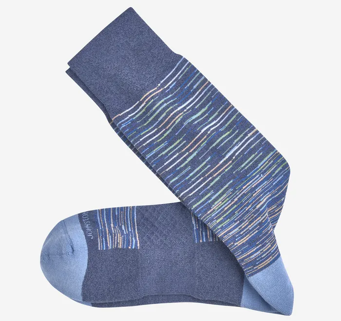 SpaceDyed Stripe Socks Denim Socks Johnston and Murphy Men