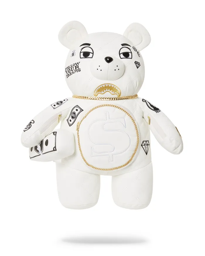 SPRAYGROUND Backpacks RIVIERA LE BLANC GOLD CHAIN MONEYBEAR TEDDYBEAR BACKPACK 8211 Universal