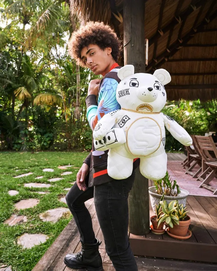 SPRAYGROUND Backpacks RIVIERA LE BLANC GOLD CHAIN MONEYBEAR TEDDYBEAR BACKPACK 8211 Universal SPRAYGROUND Backpacks RIVIERA LE BLANC GOLD CHAIN MONEYBEAR TEDDYBEAR BACKPACK 8211 Universal