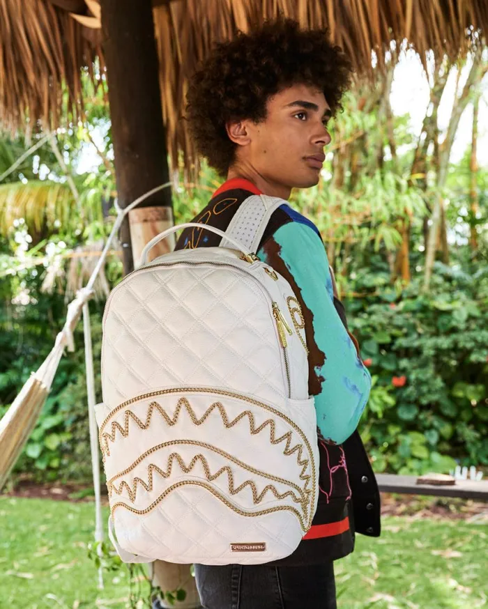 SPRAYGROUND Backpacks RIVIERA LE BLANC GOLD CHAIN SHARK BACKPACK DLXV 8211 Universal SPRAYGROUND Backpacks RIVIERA LE BLANC GOLD CHAIN SHARK BACKPACK DLXV 8211 Universal