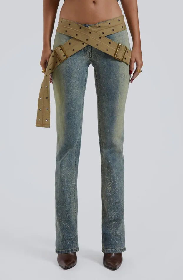 Statement Jeans Women Jaded London Strap Up Stonewash Jeans