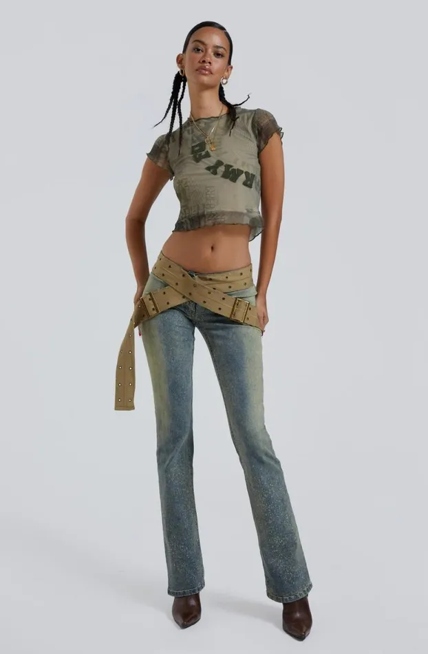 Statement Jeans Women Jaded London Strap Up Stonewash Jeans