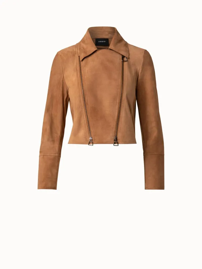 Suede Motorbike Jacket Cardboard Women Akris Jackets