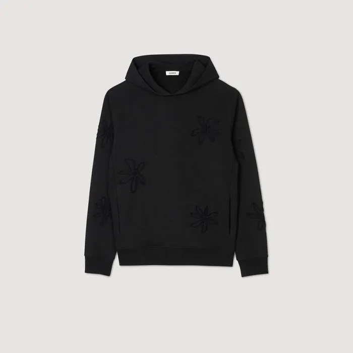Sweaters and Cardigans Men SANDRO Floral Hoodie Black