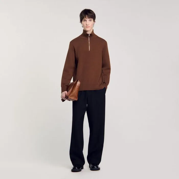 Sweaters and Cardigans Men SANDRO HalfZip Sweater Caramel