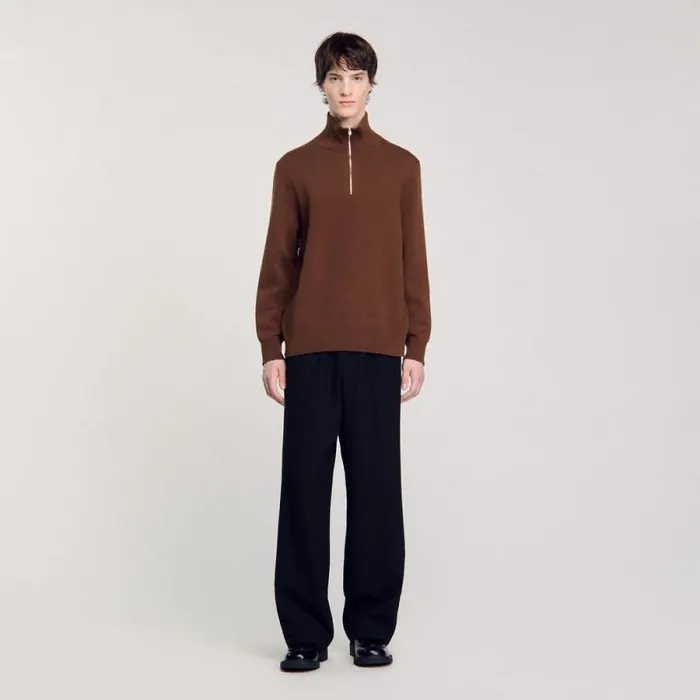 Sweaters and Cardigans Men SANDRO HalfZip Sweater Caramel