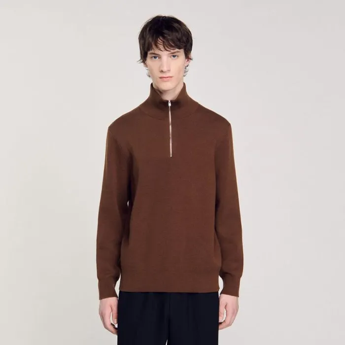 Sweaters and Cardigans Men SANDRO HalfZip Sweater Caramel