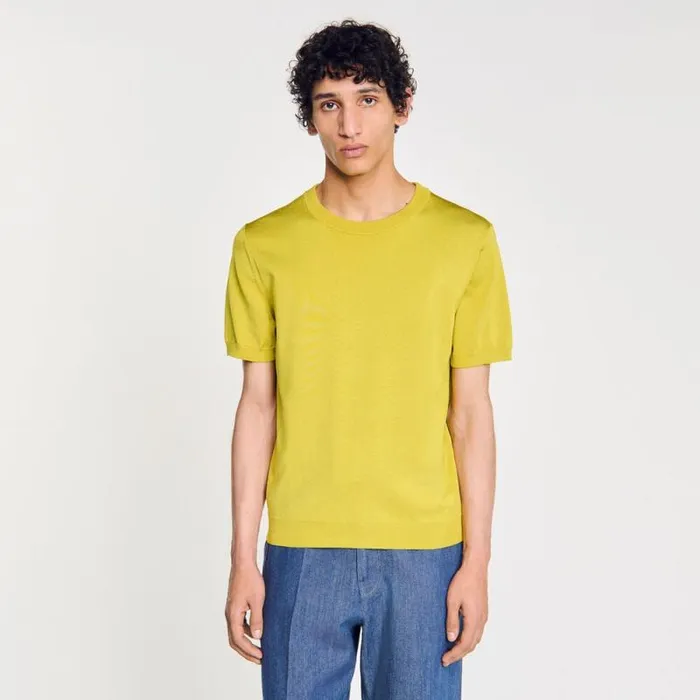 Sweaters and Cardigans Men SANDRO Knitted Tshirt Super Green