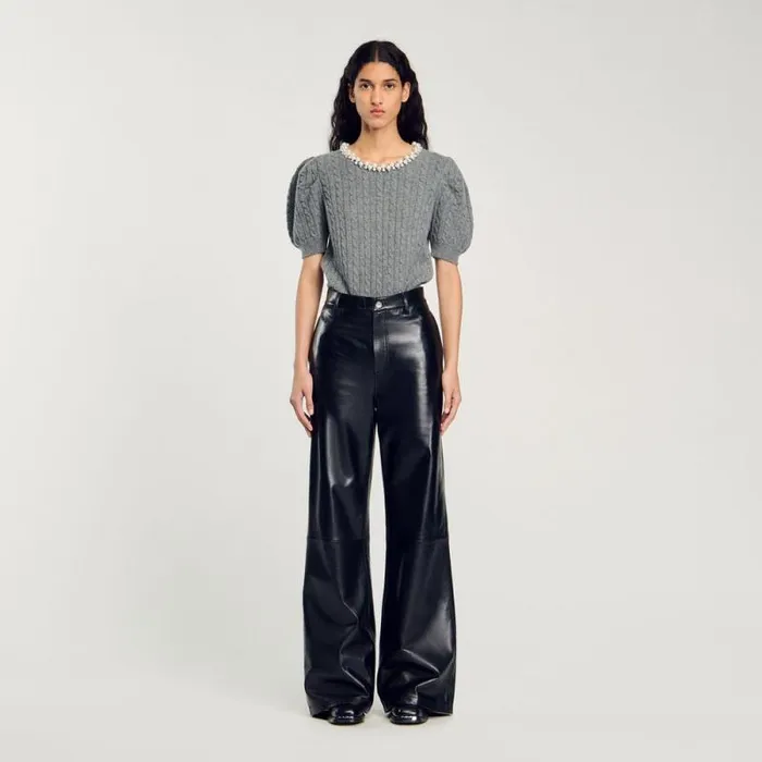 Sweaters and Cardigans Women SANDRO Cable Knit Jumper Grey