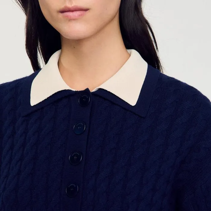 Sweaters and Cardigans Women SANDRO Cable Knit Sweater Navy Blue