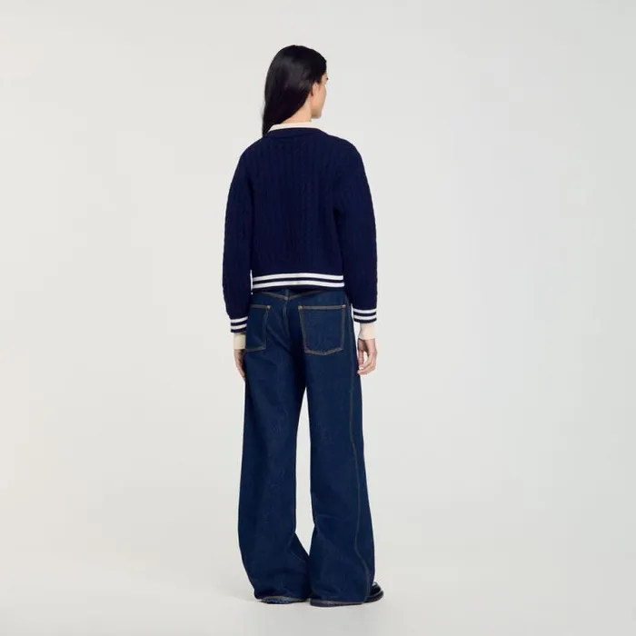 Sweaters and Cardigans Women SANDRO Cable Knit Sweater Navy Blue