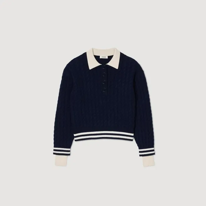 Sweaters and Cardigans Women SANDRO Cable Knit Sweater Navy Blue