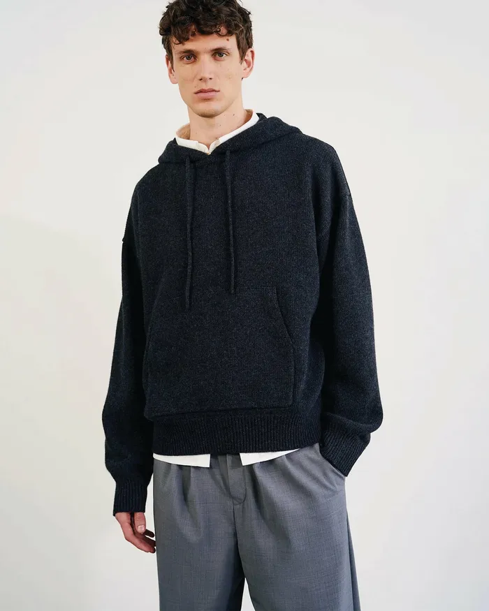 Sweaters Nili Lotan Men DAGEN HOODIE Charcoal