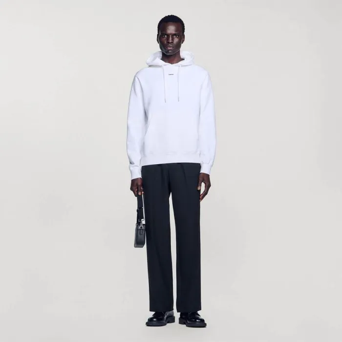 Sweatshirts and Hoodies Men SANDRO Embroidered Hoodie White