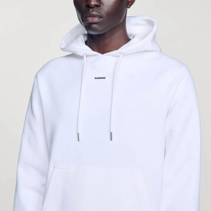 Sweatshirts and Hoodies Men SANDRO Embroidered Hoodie White