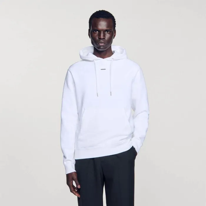 Sweatshirts and Hoodies Men SANDRO Embroidered Hoodie White