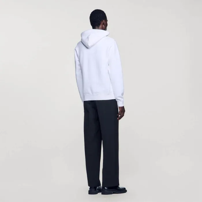 Sweatshirts and Hoodies Men SANDRO Embroidered Hoodie White