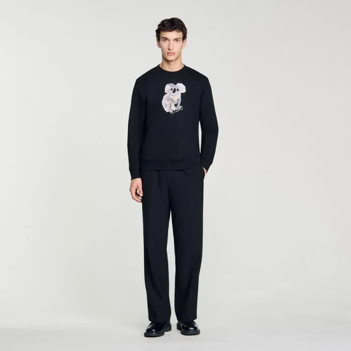 Sweatshirts and Hoodies Men SANDRO Wild Animals Sweatshirt Black