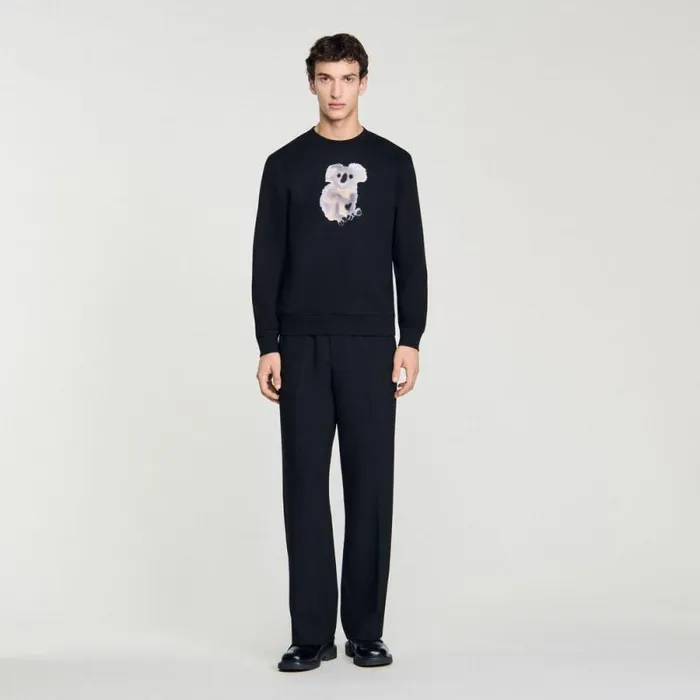 Sweatshirts and Hoodies Men SANDRO Wild Animals Sweatshirt Black